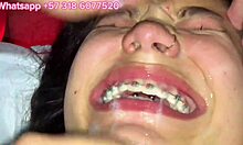 Μια Λατίνα που κάνει πίπα καλύπτεται με σπέρμα σε ένα σπιτικό βίντεο