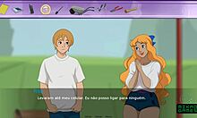 Jocul Hentai cu romane vizuale cu sâni mari, sex anal în aer liber și ejaculare în gură